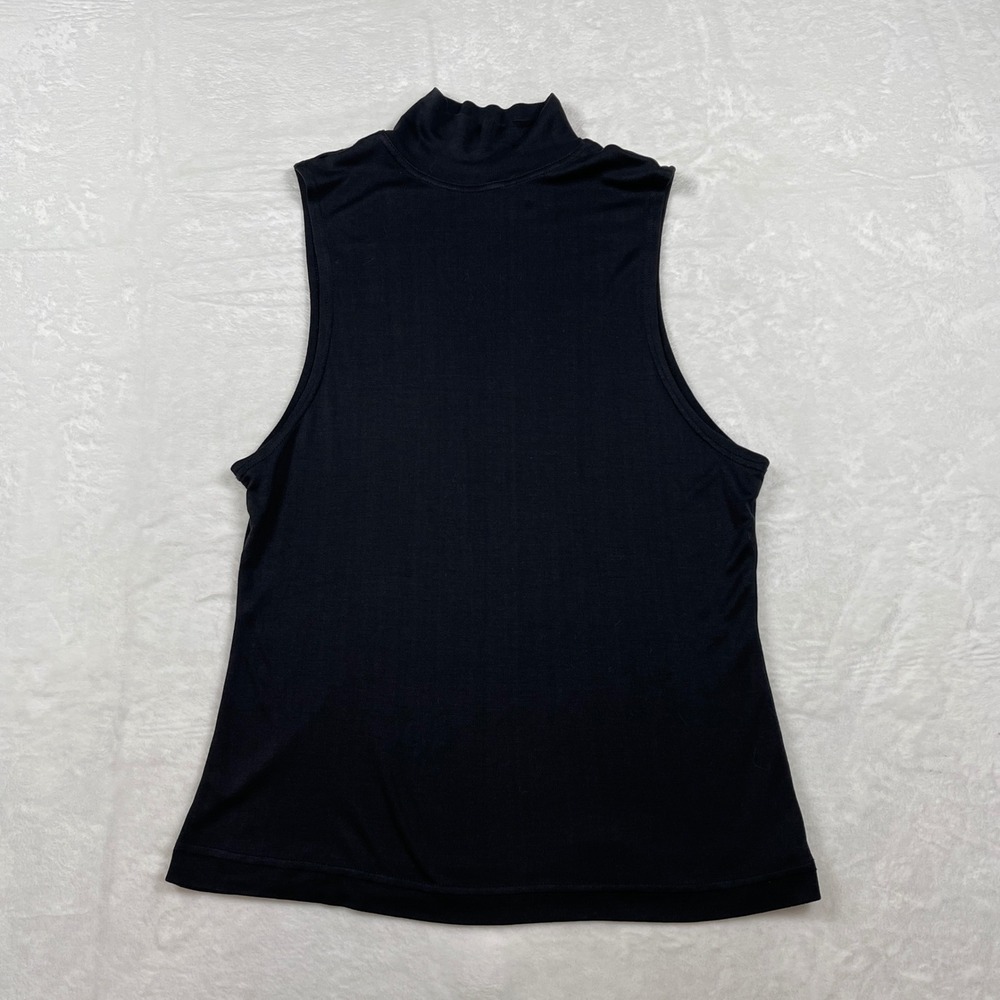 Lord & Taylor Womens 1X Black 100% Silk Mock Neck Sleeveless Knit Top Base Layer